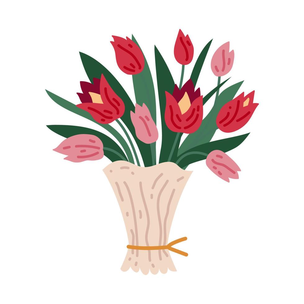 mooi boeket met tuin en wilde bloemen platte vectorillustratie. vector