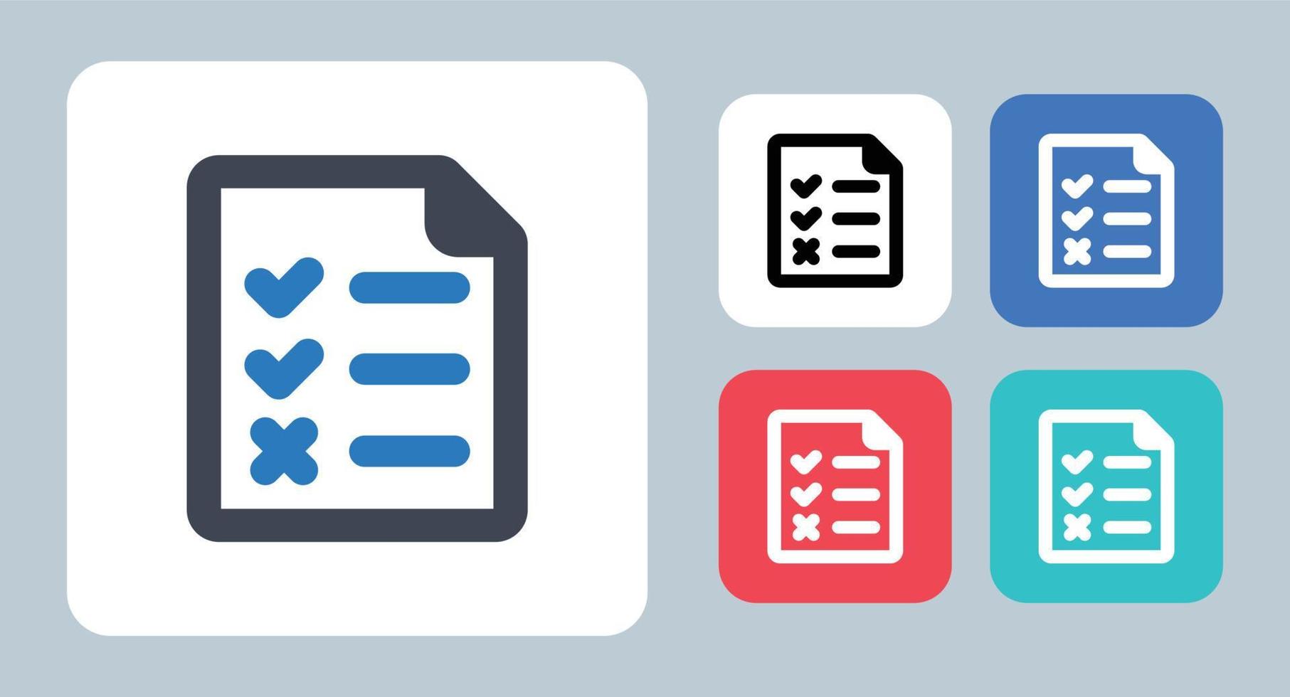 controlepictogram - vectorillustratie. audit, checklist, examen, enquête, vragenlijst, test, rapport, onderzoek, checklist, taak, taken, lijn, overzicht, plat, pictogrammen. vector