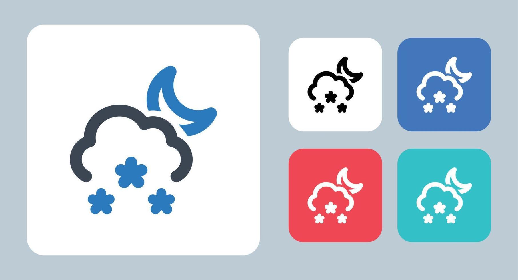 sneeuw icon - vectorillustratie. sneeuw, sneeuwvlok, nacht, winter, maan, weer, voorspelling, koude, ijs, dag, lijn, omtrek, plat, pictogrammen. vector