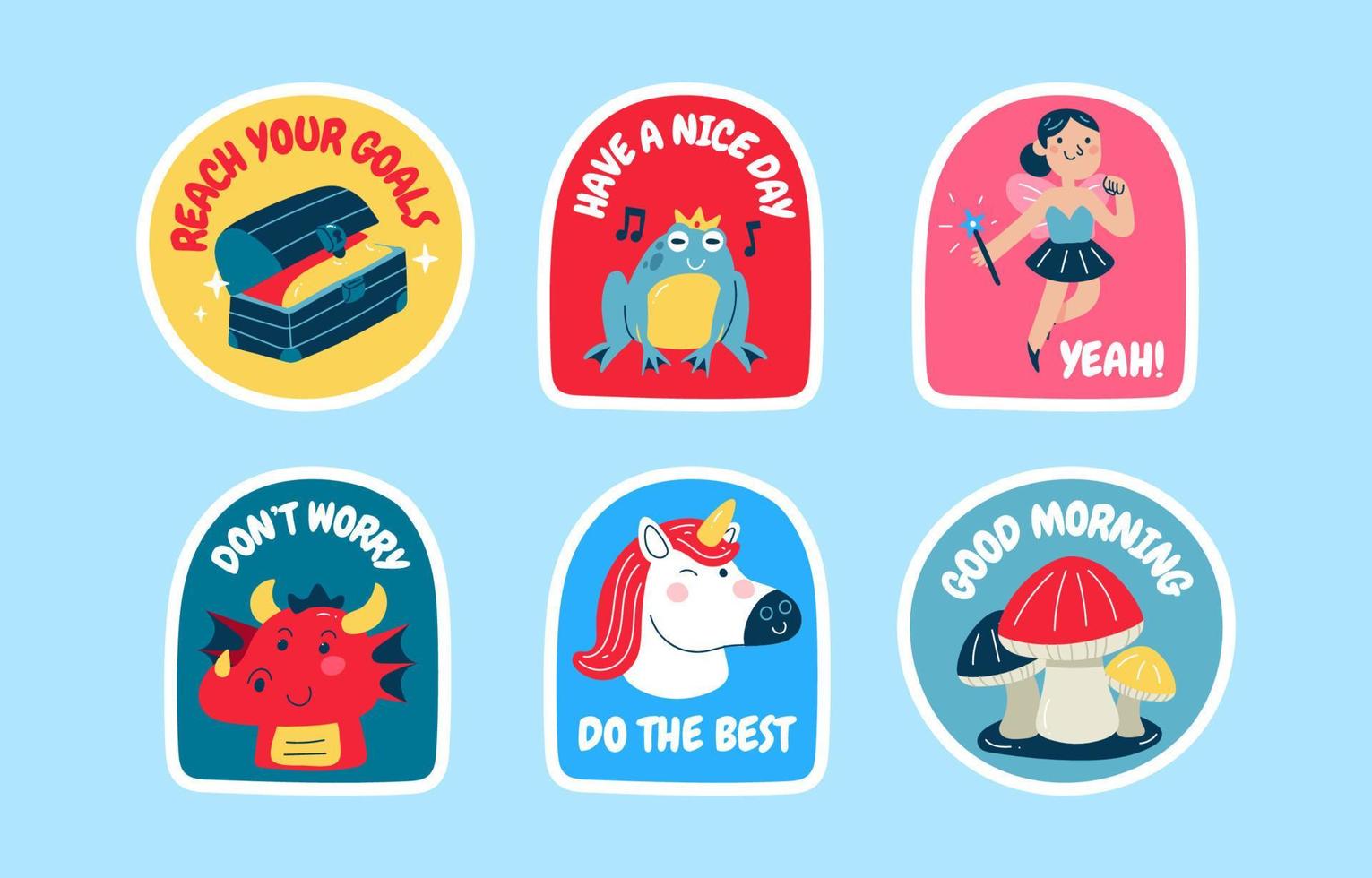 leuke stickerset voor journaling-stickers met fantasiethema vector