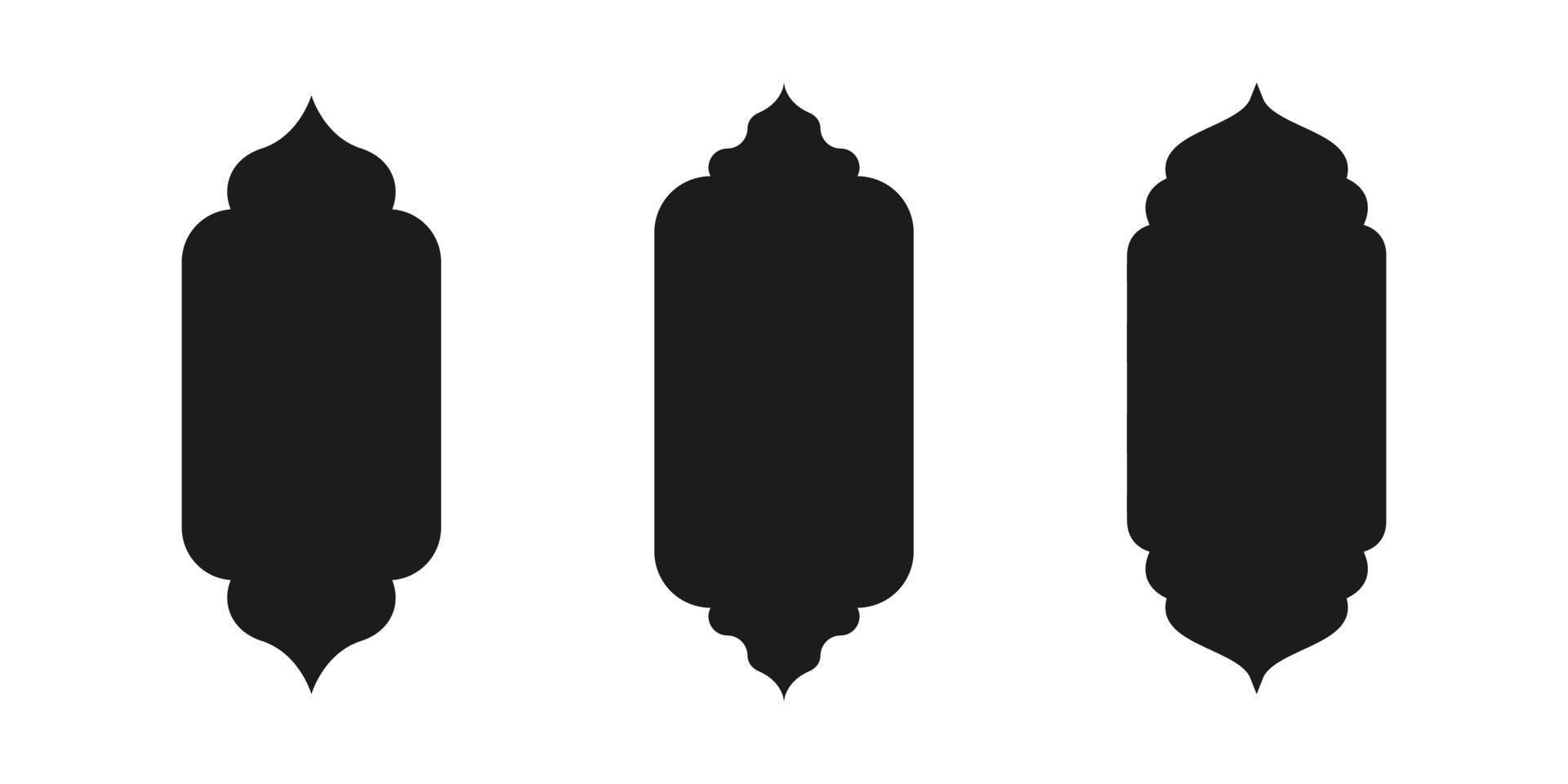 slamic vectorvorm van een raam of deur boog. Arabische kaderset. ramadan kareem silhouet icoon vector