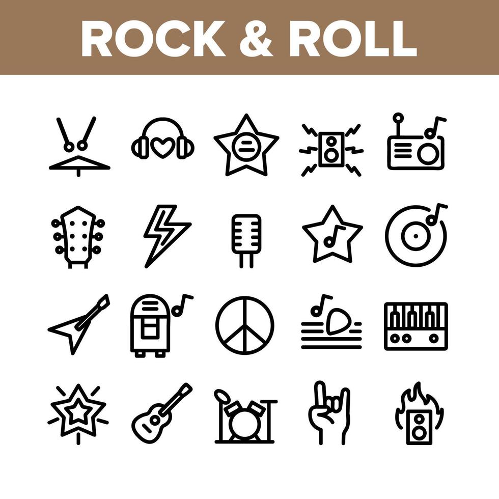 rock and roll collectie elementen pictogrammen instellen vector