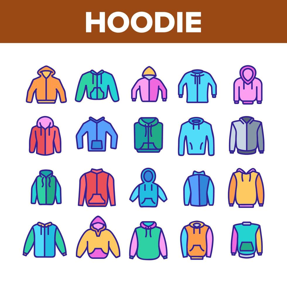 hoodie en trui collectie iconen set vector