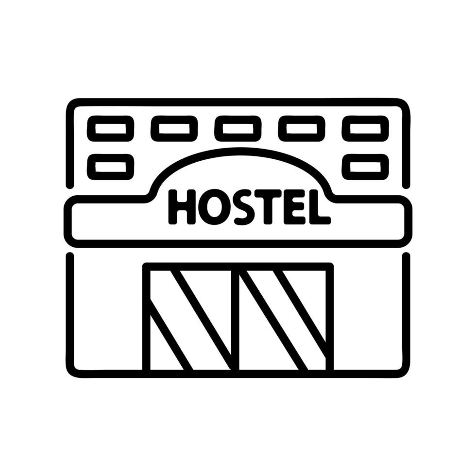het gebouw van het hostel is een icoonvector. geïsoleerde contour symbool illustratie vector