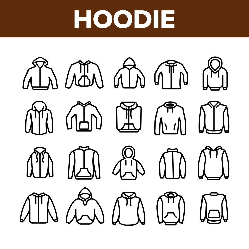 hoodie en trui collectie iconen set vector