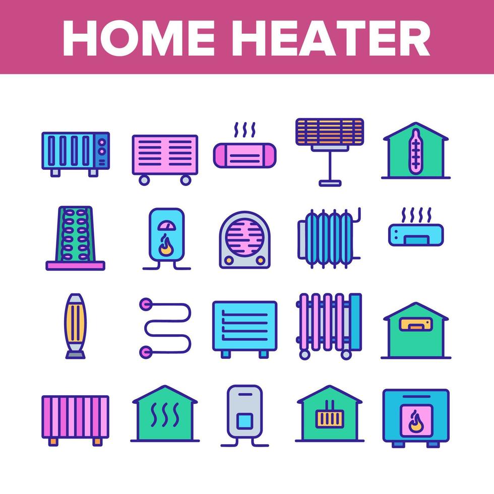 home heater collectie elementen pictogrammen instellen vector