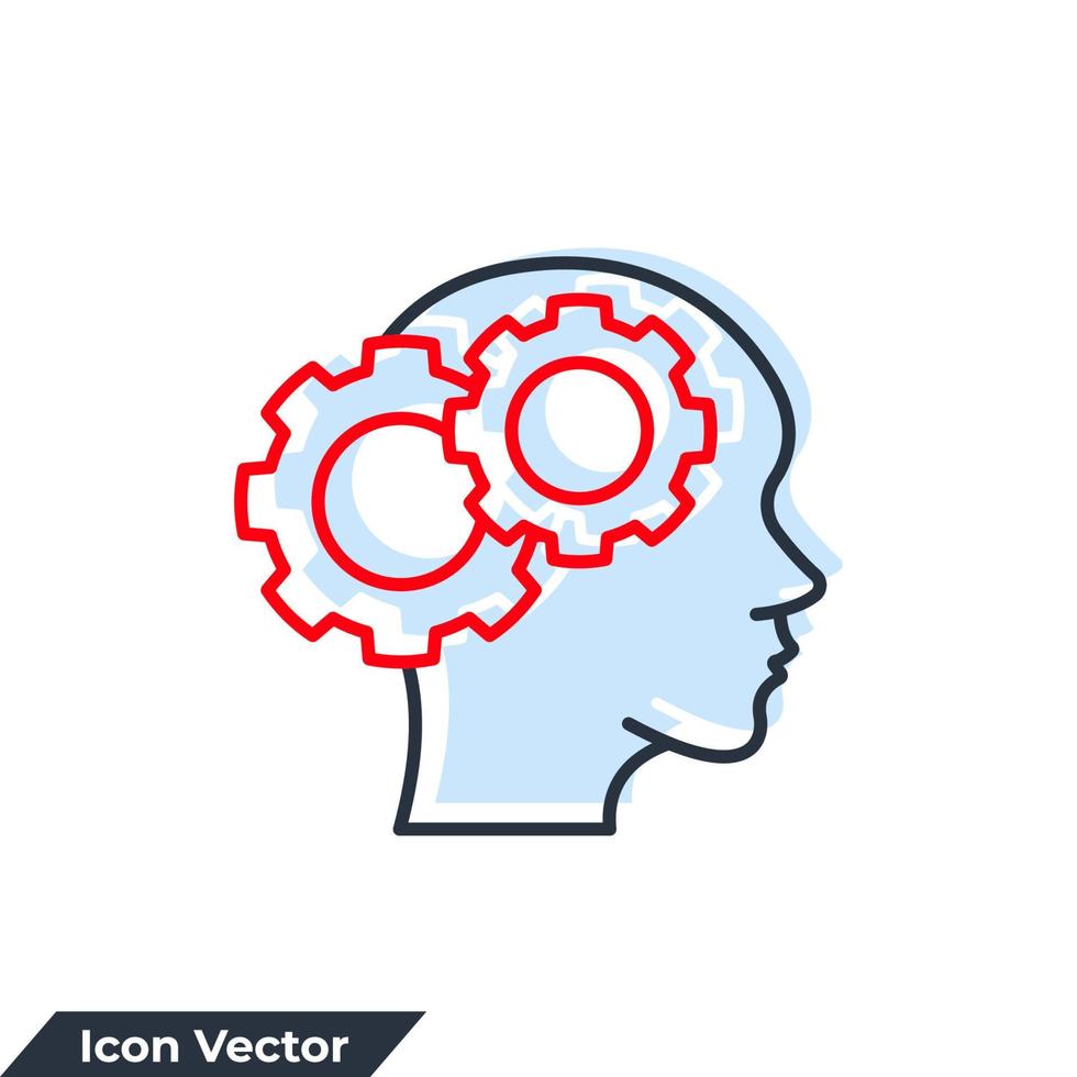 psychologie pictogram logo vectorillustratie. mensen hoofd met versnelling symbool sjabloon voor grafische en webdesign collectie vector