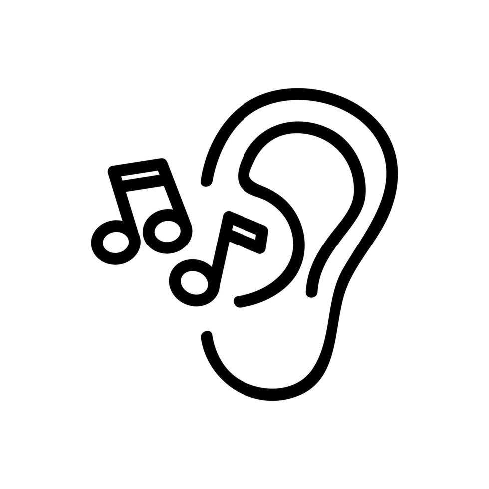 het oor hoort muziek pictogram vector overzicht illustratie