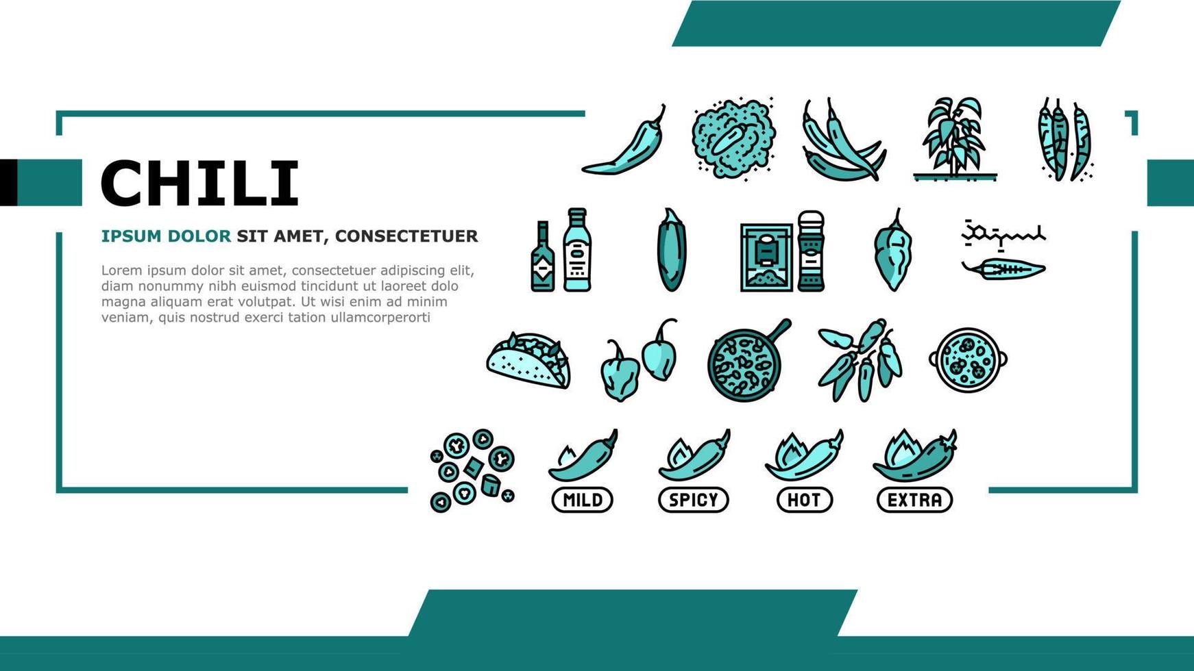 chili pittige natuurlijke groente landing header vector