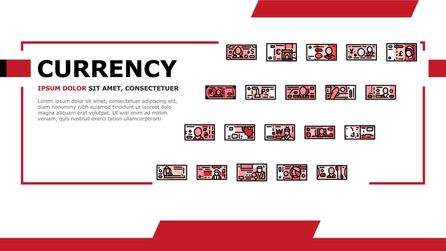 valuta internationale financiën landing header vector