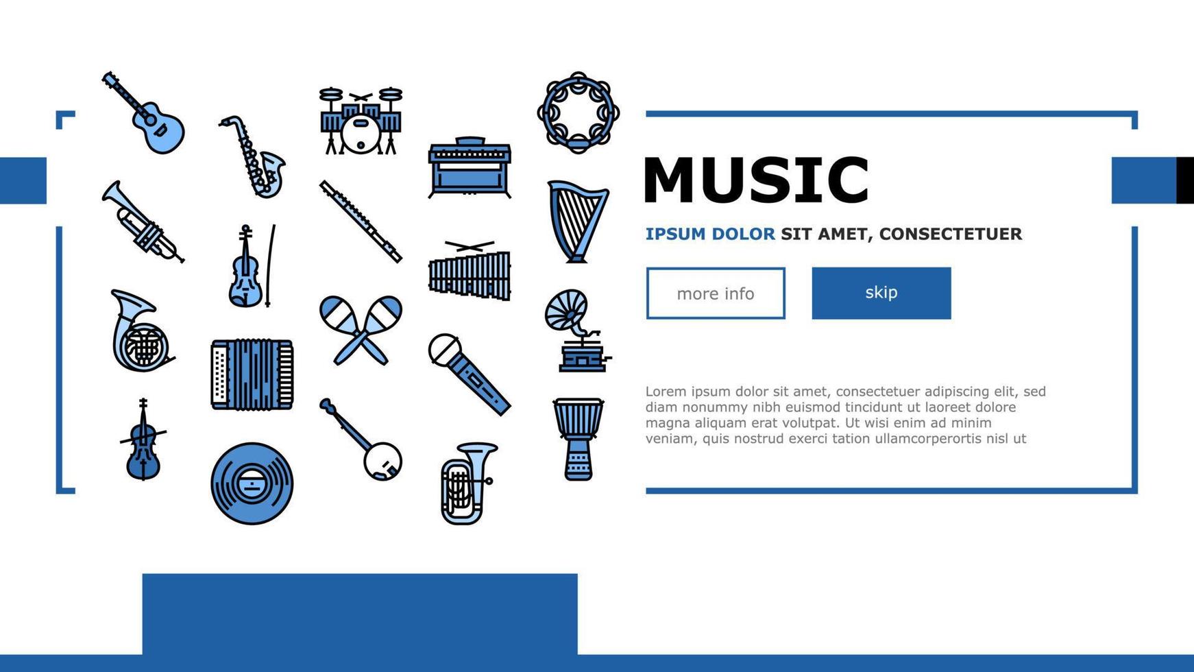 muziekinstrumenten prestaties landing header vector