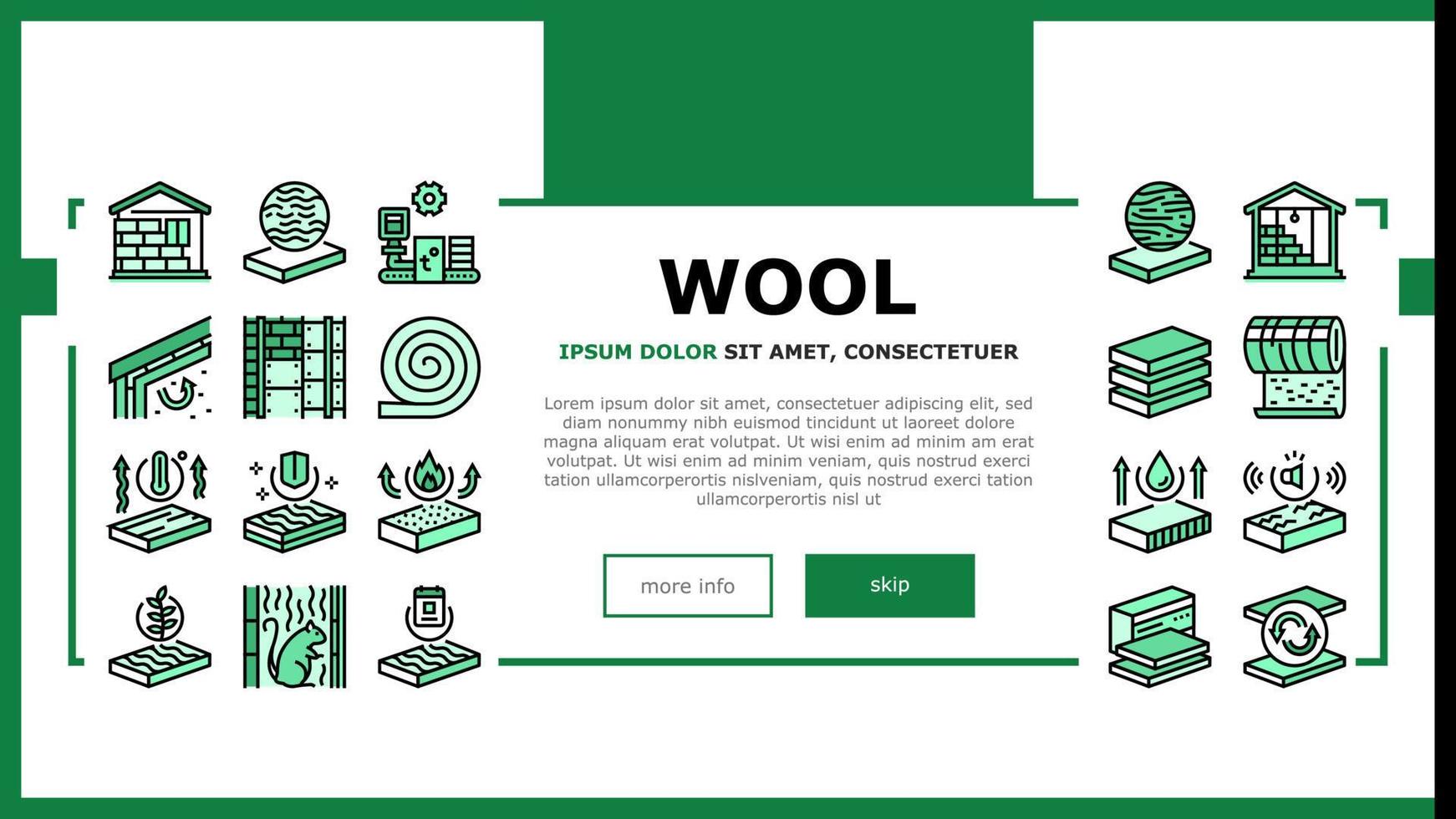 minerale wol materiaal landing header vector