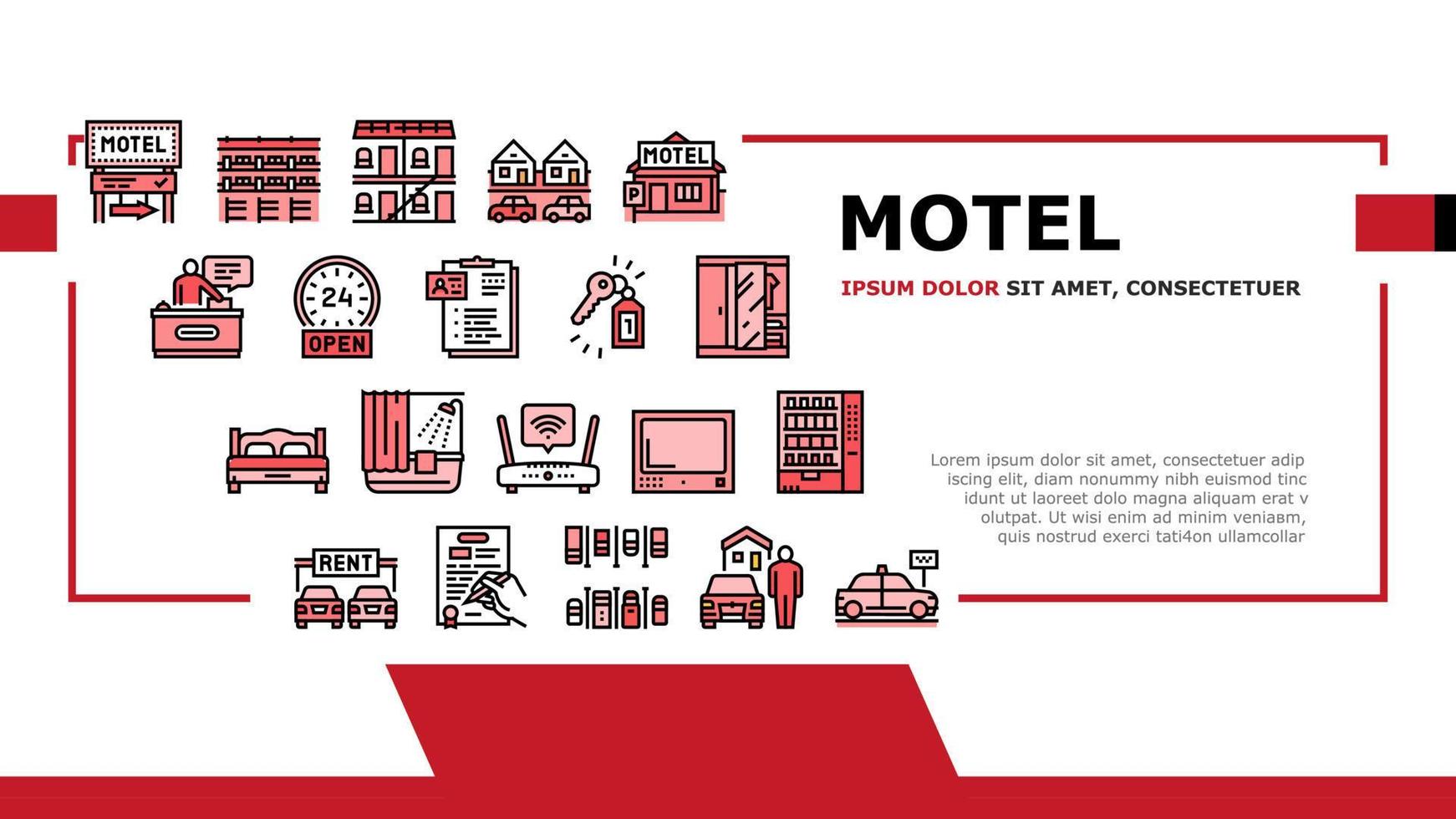 motel comfort service landing header vector