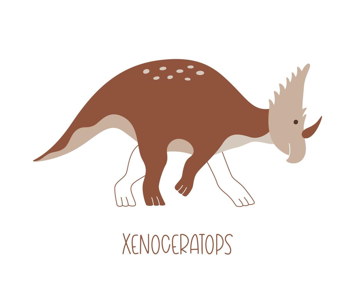 schattige dinosaurus xenoceratops geïsoleerd op een witte achtergrond. vectorillustratie voor vriendelijke print op t-shirt of poster. vector