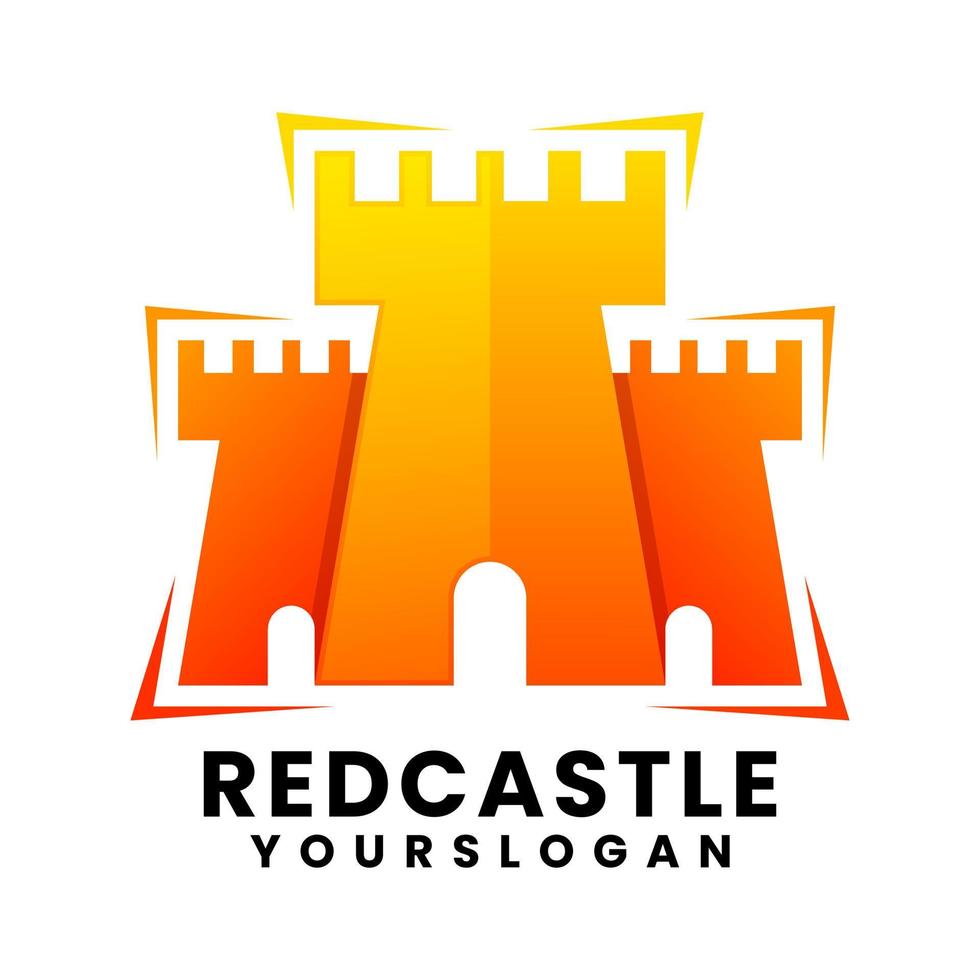 rood kasteel gradiënt logo ontwerp vector