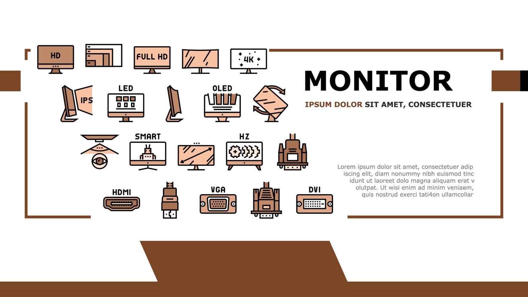 computer pc monitor landing header vector