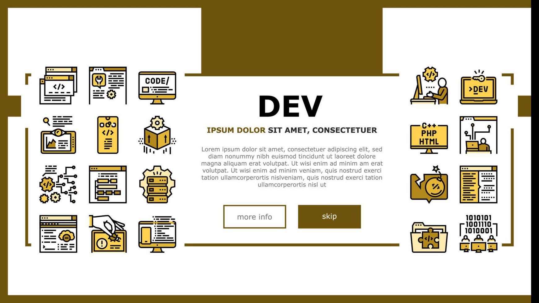 dev code bezetting landing header vector