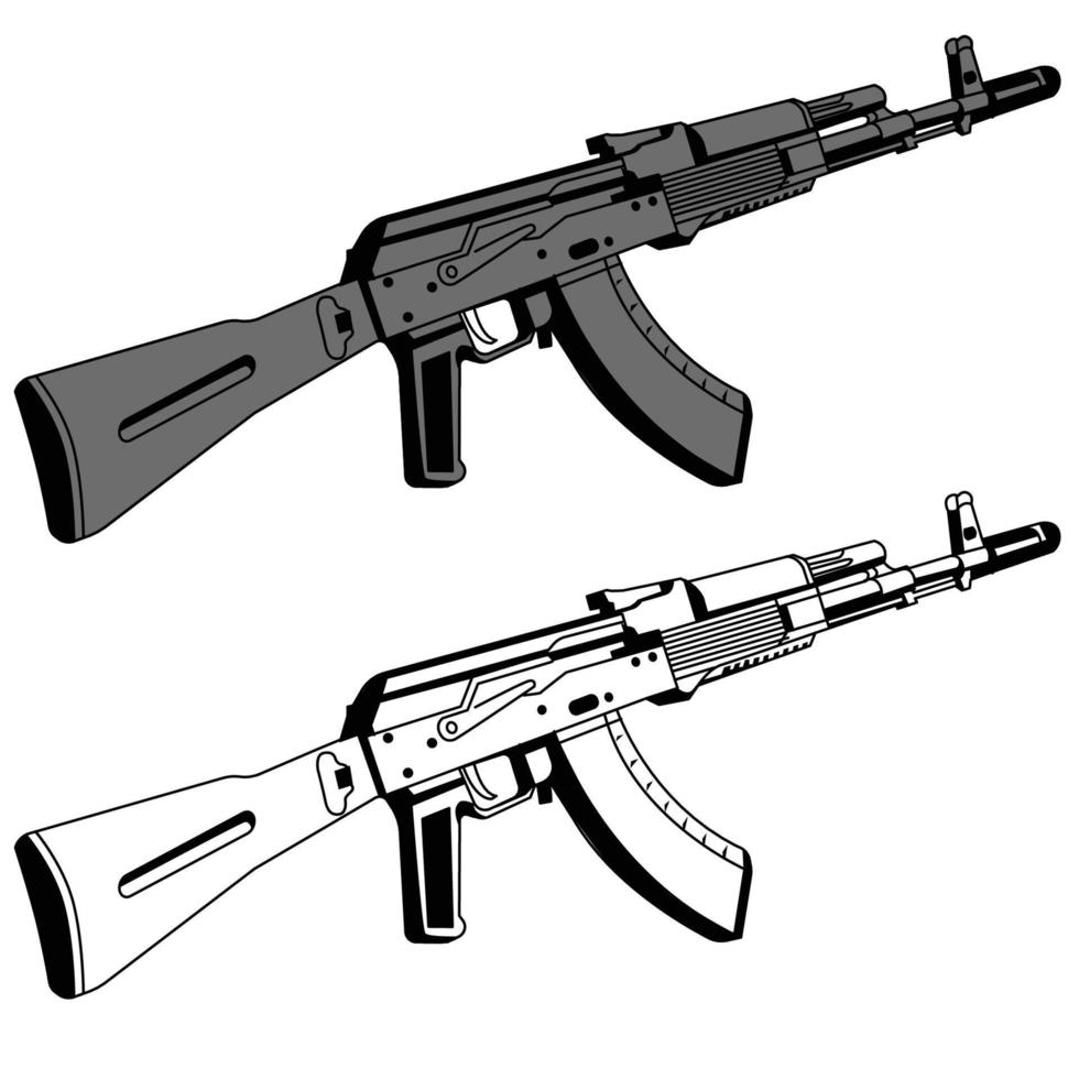 ak47 aanvalswapen zwart-wit vectorontwerp vector