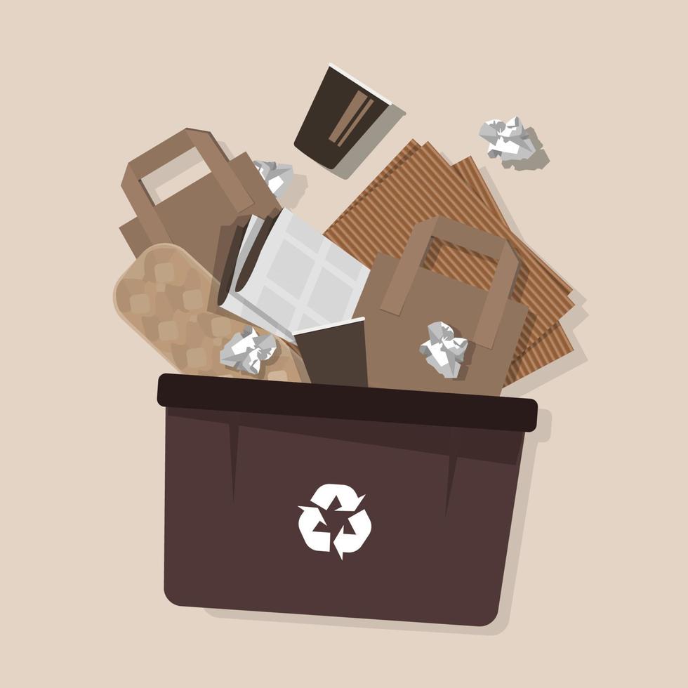 papier plastic glas kan doos huis thuis recycling spullen illustratie vector