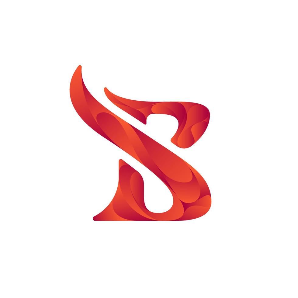 b letter logo. elegant rood gradiëntvlamlogo vector