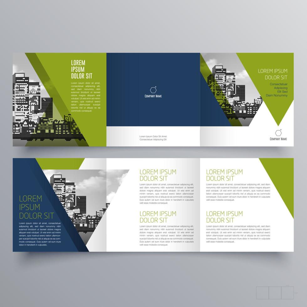 gevouwen brochure sjabloon minimalistisch geometrisch ontwerp voor corporate en business. creatief concept brochure vector sjabloon.