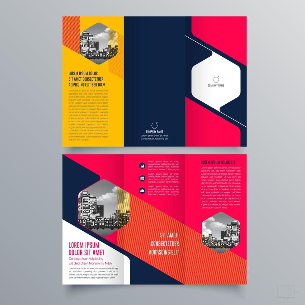 gevouwen brochure sjabloon minimalistisch geometrisch ontwerp voor corporate en business. creatief concept brochure vector sjabloon.