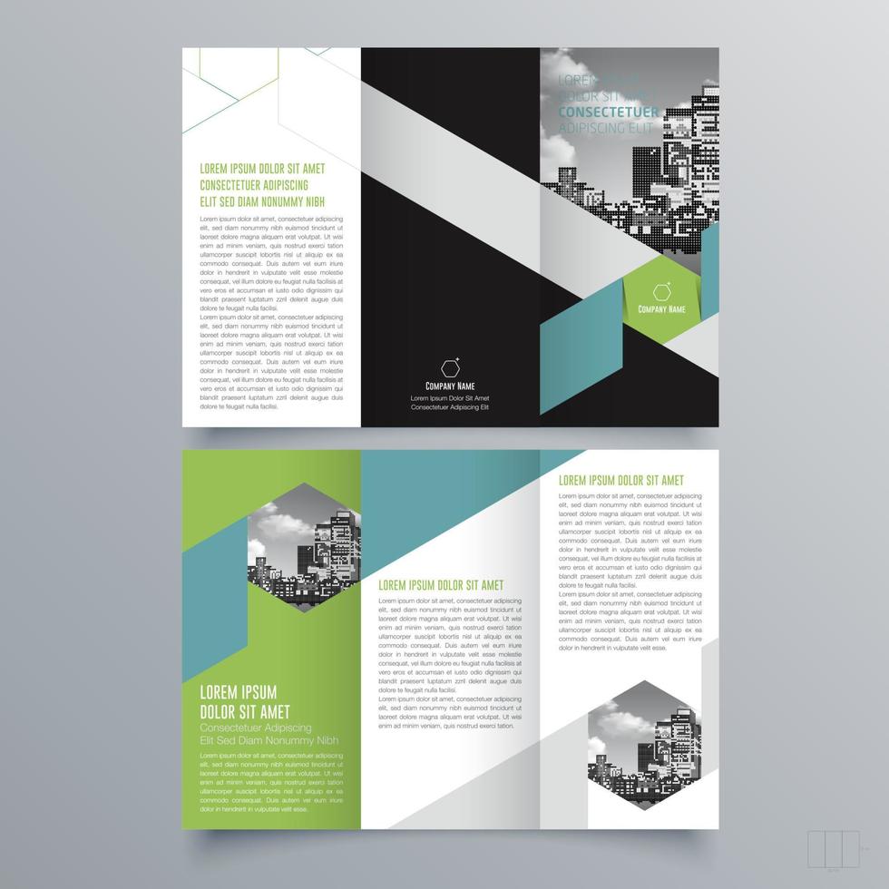 gevouwen brochure sjabloon minimalistisch geometrisch ontwerp voor corporate en business. creatief concept brochure vector sjabloon.