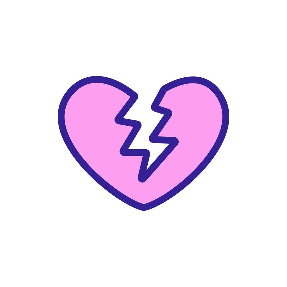 gebroken hart pictogram vector. geïsoleerde contour symbool illustratie vector