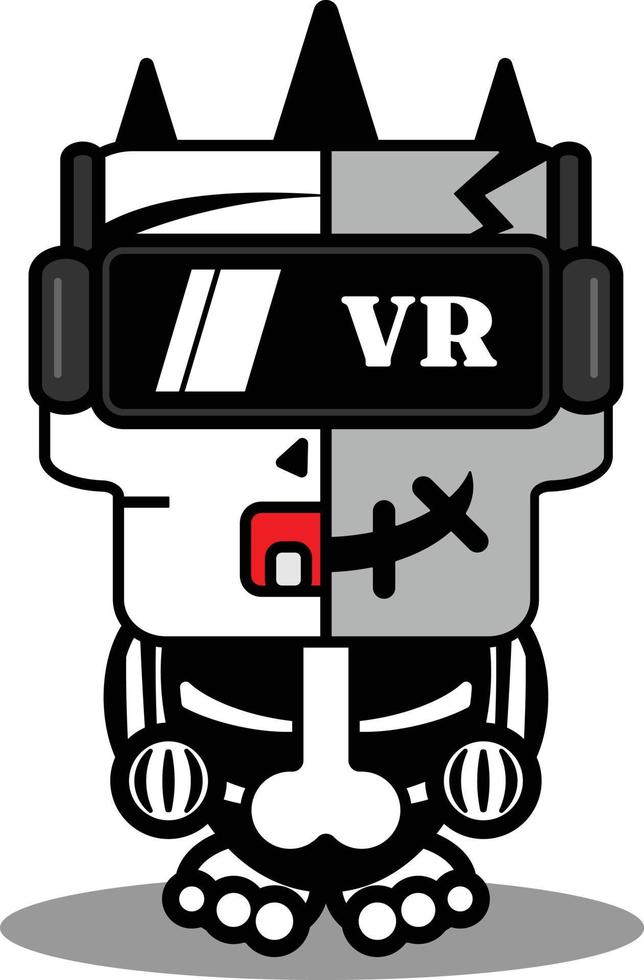 vector cartoon schattig mascotte schedel karakter voodoo-pop bot virtual reality