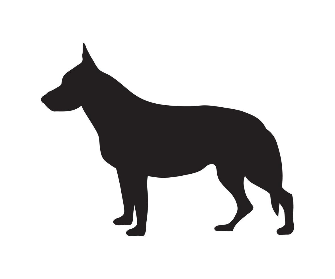 zwarte schaduw, silhouet van een herdershond zijwaarts vector