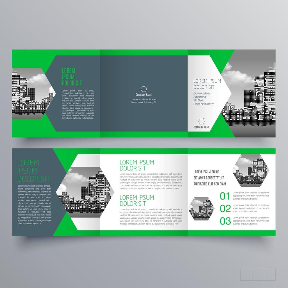 gevouwen brochure sjabloon minimalistisch geometrisch ontwerp voor corporate en business. creatief concept brochure vector sjabloon.