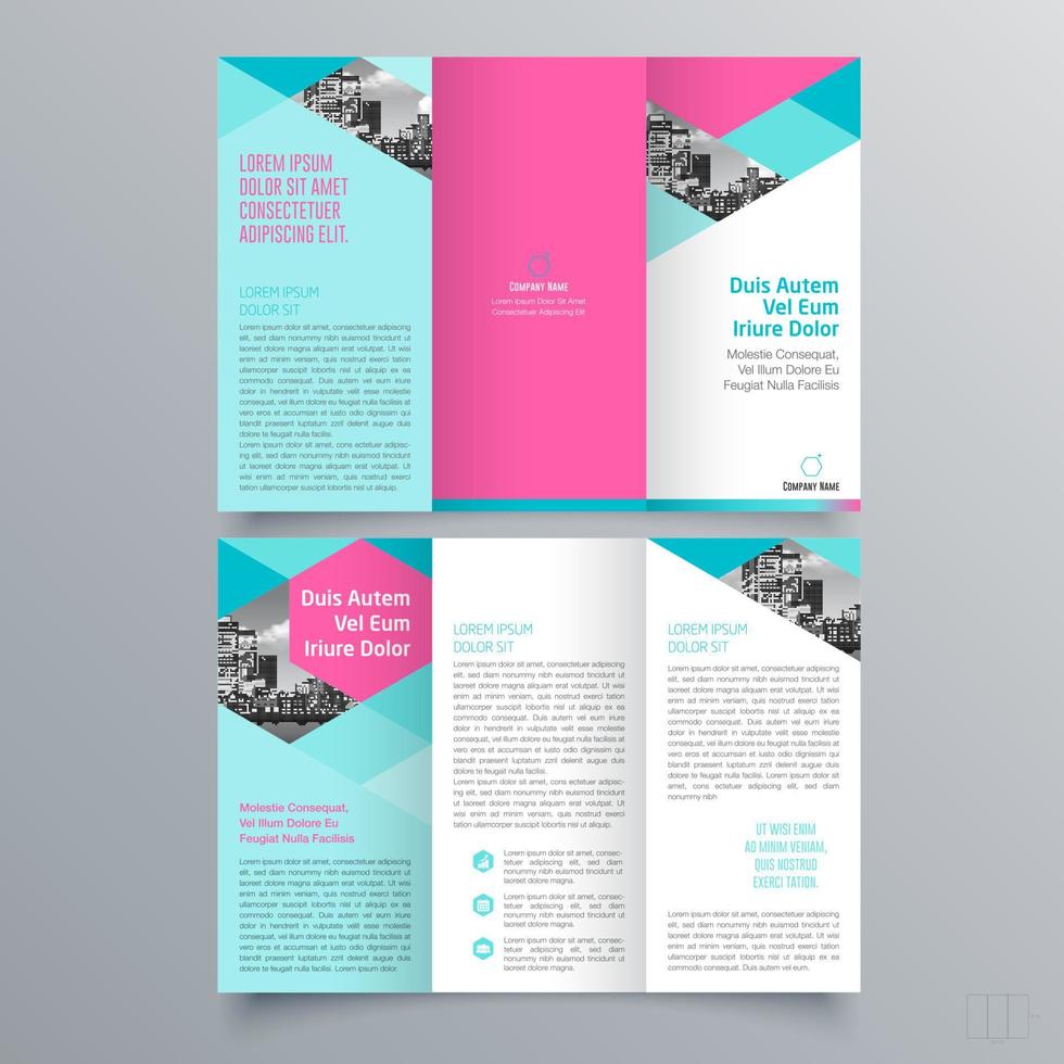 gevouwen brochure sjabloon minimalistisch geometrisch ontwerp voor corporate en business. creatief concept brochure vector sjabloon.