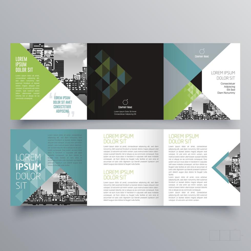 gevouwen brochure sjabloon minimalistisch geometrisch ontwerp voor corporate en business. creatief concept brochure vector sjabloon.