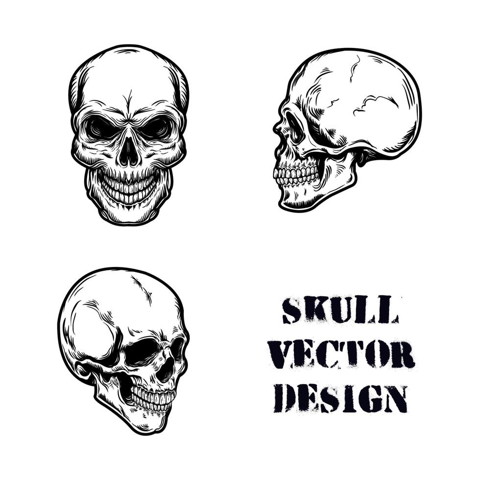 schedel set met de hand getekend vector