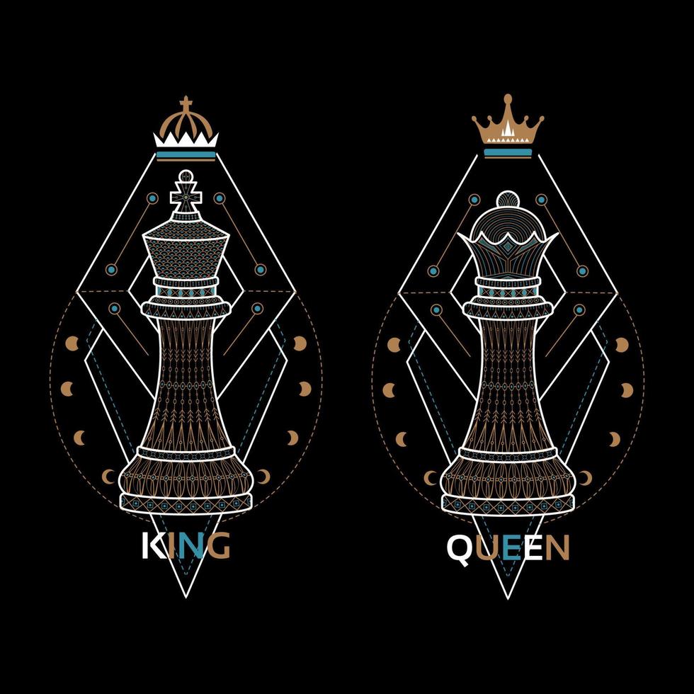 geometrie schaken koning en koningin vector