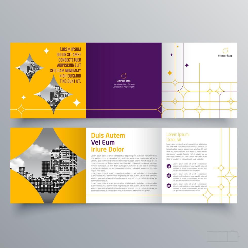 gevouwen brochure sjabloon minimalistisch geometrisch ontwerp voor corporate en business. creatief concept brochure vector sjabloon.