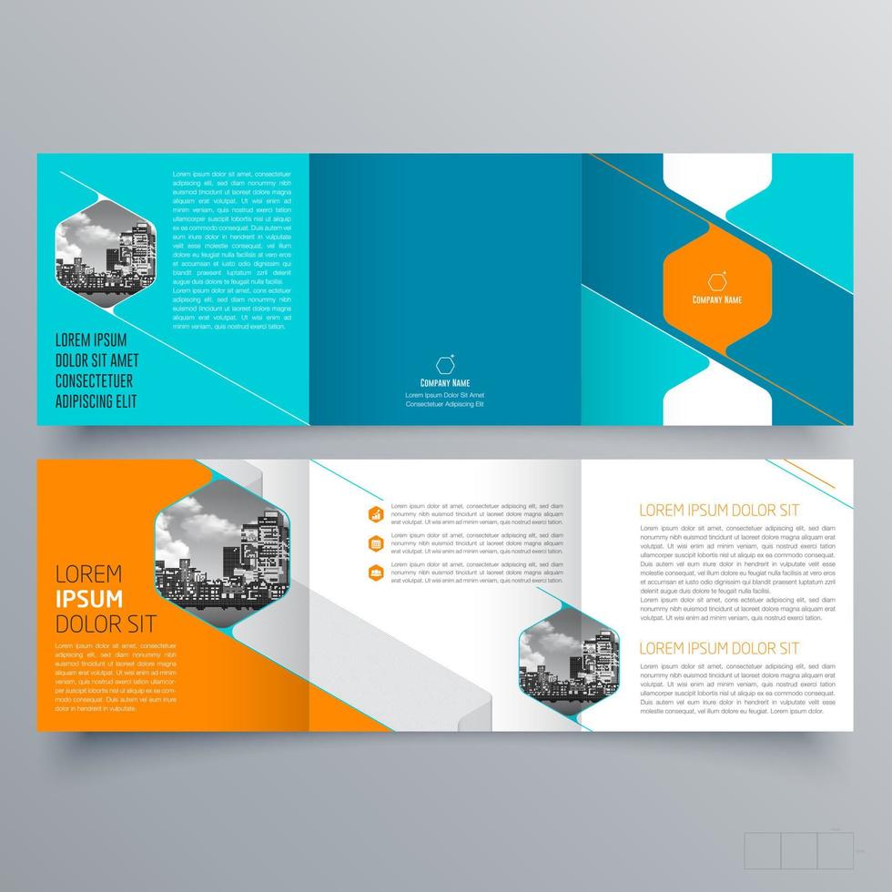 gevouwen brochure sjabloon minimalistisch geometrisch ontwerp voor corporate en business. creatief concept brochure vector sjabloon.