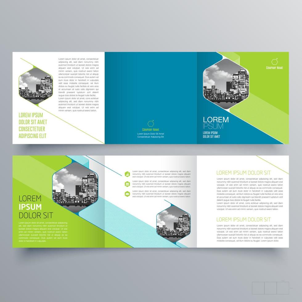 gevouwen brochure sjabloon minimalistisch geometrisch ontwerp voor corporate en business. creatief concept brochure vector sjabloon.