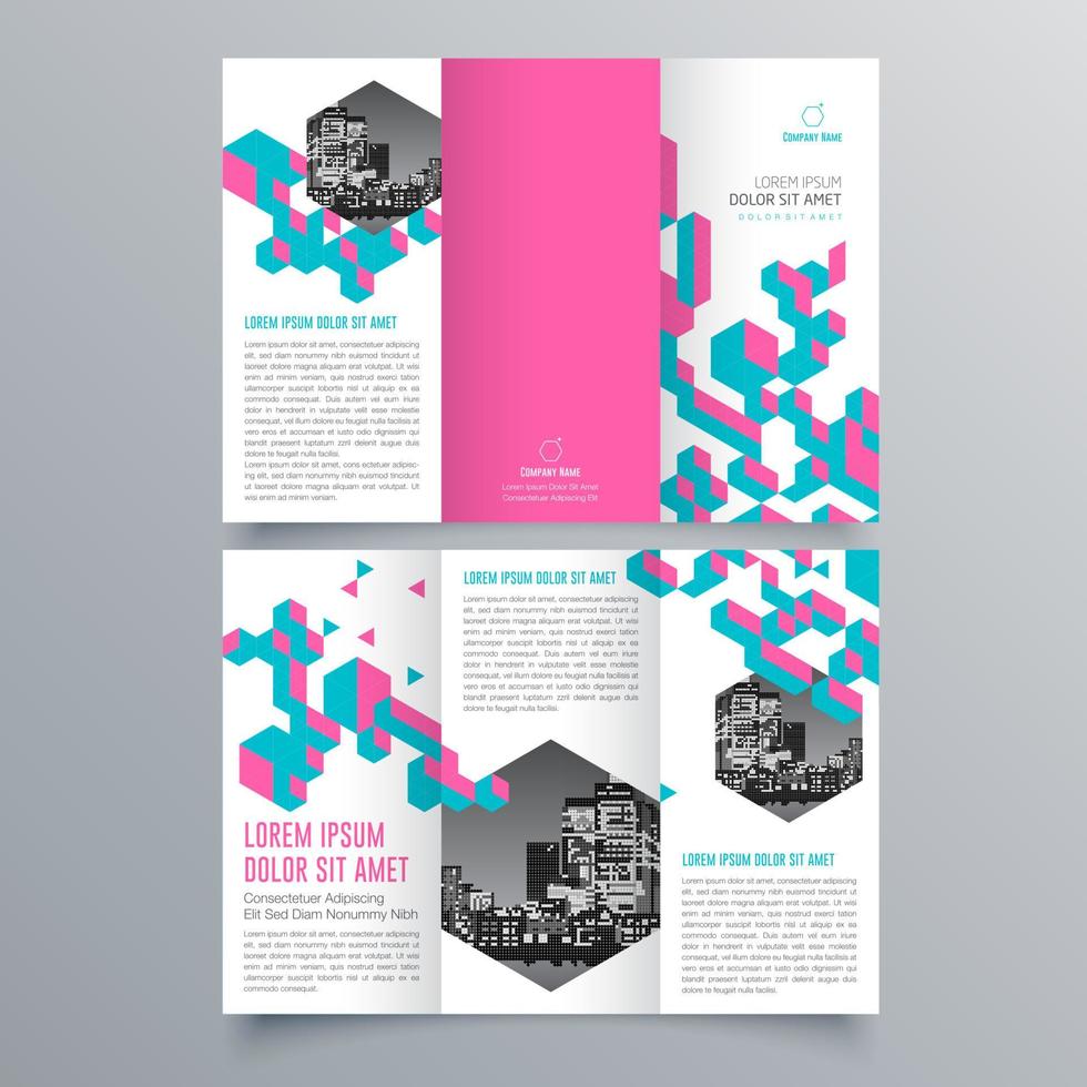 gevouwen brochure sjabloon minimalistisch geometrisch ontwerp voor corporate en business. creatief concept brochure vector sjabloon.