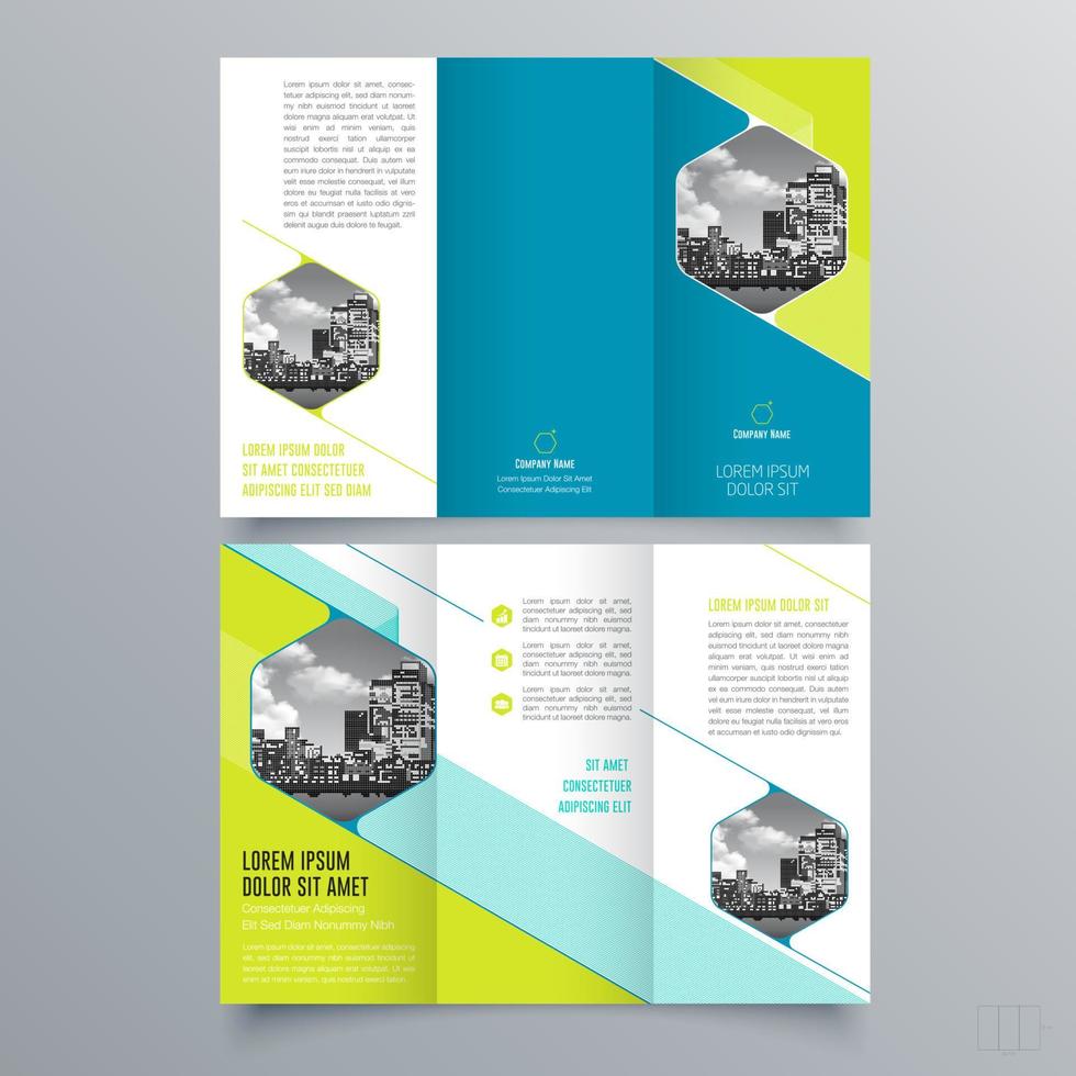 gevouwen brochure sjabloon minimalistisch geometrisch ontwerp voor corporate en business. creatief concept brochure vector sjabloon.