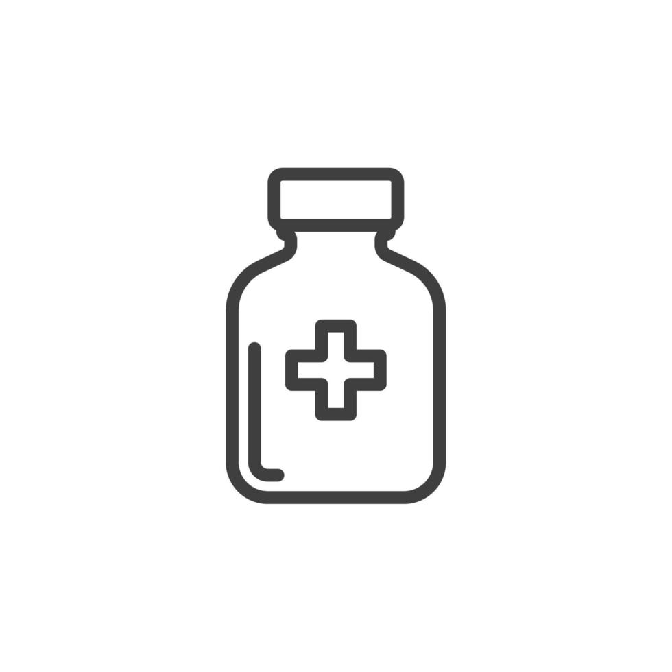 vector teken van het symbool van de medicijnfles is geïsoleerd op een witte achtergrond. geneeskunde fles pictogram kleur bewerkbaar.