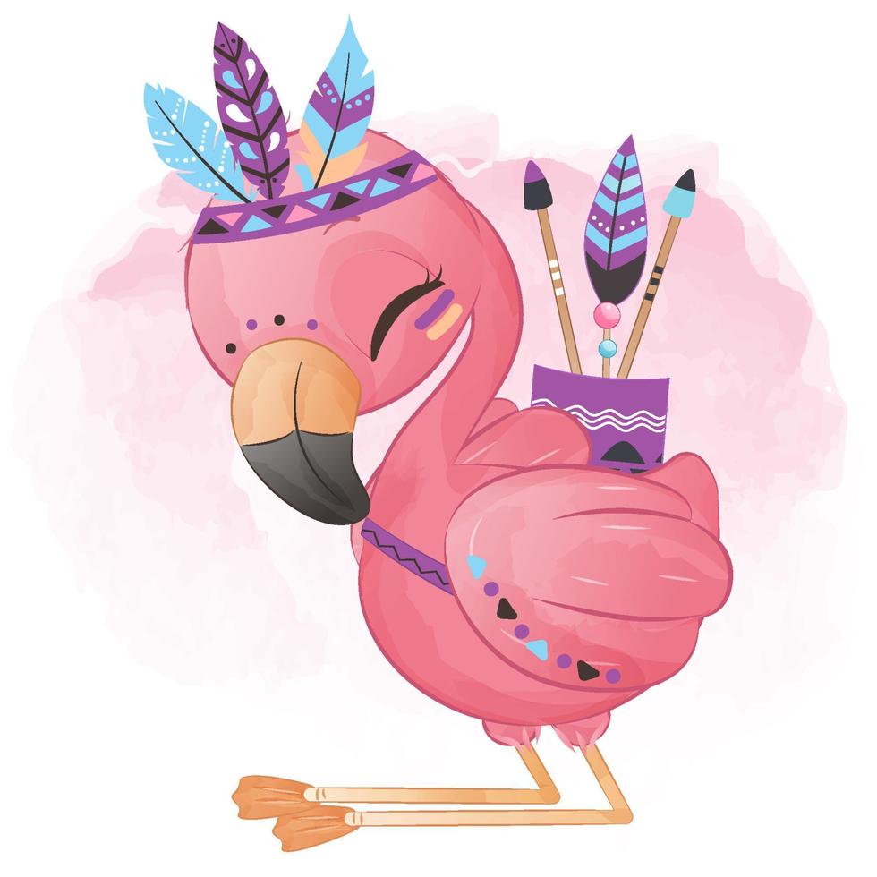 tribale serie schattige kleine flamingo vector