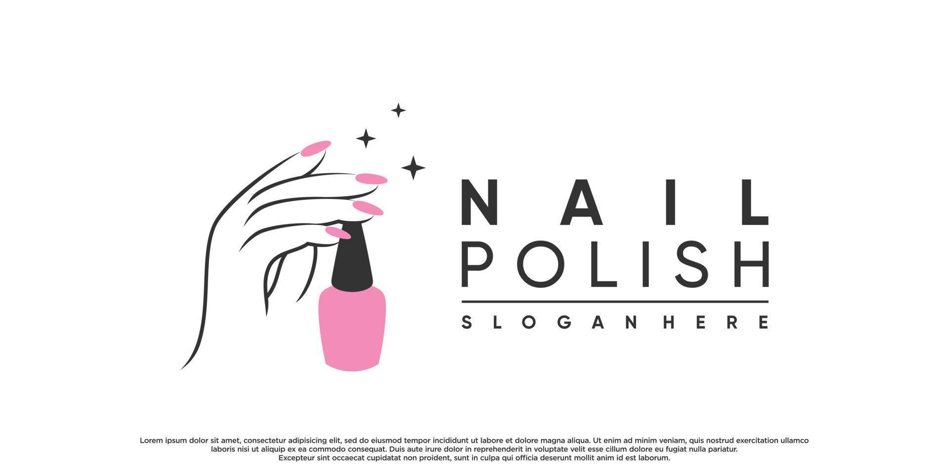 nagellak of nagelstudio-logo-ontwerp voor schoonheidssalon met modern concept premium vector