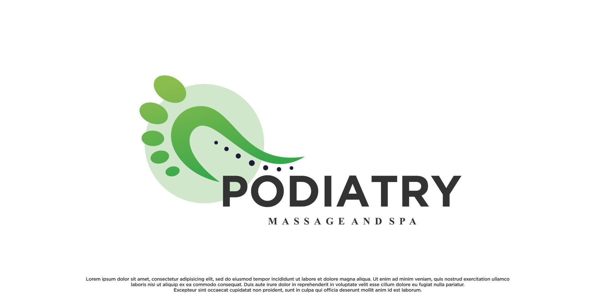 podologie logo-ontwerp voor massage en spa met creatief concept premium vector