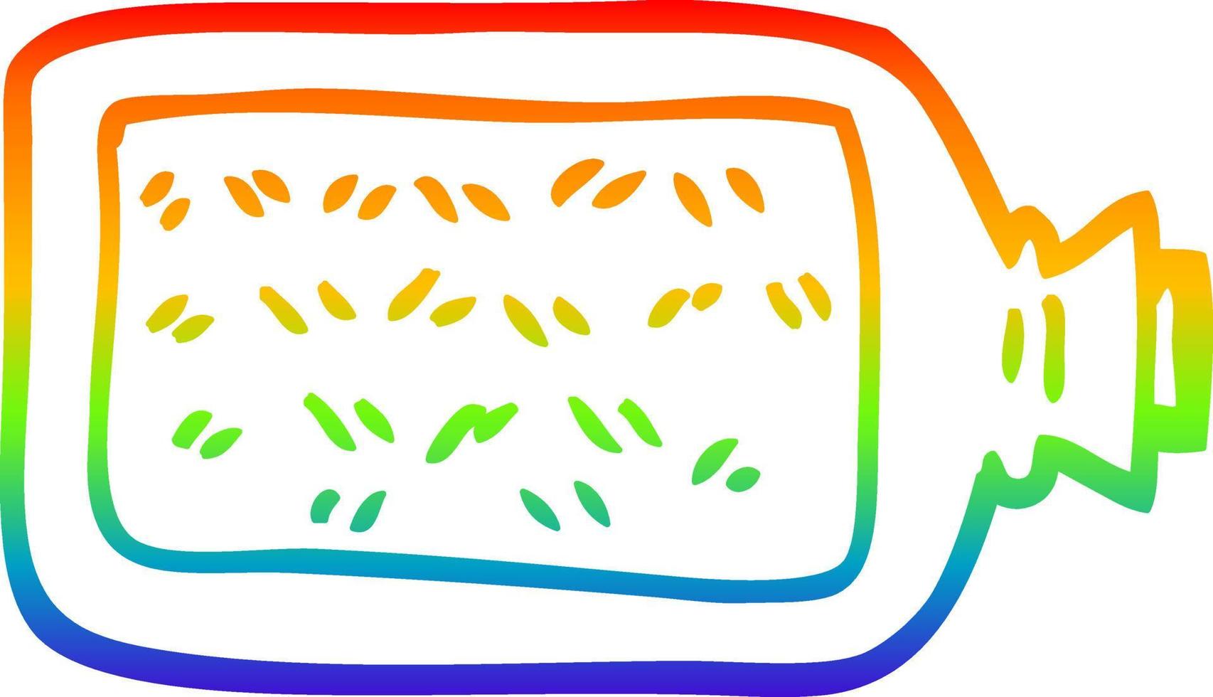 regenbooggradiënt lijntekening cartoon warmwaterkruik vector