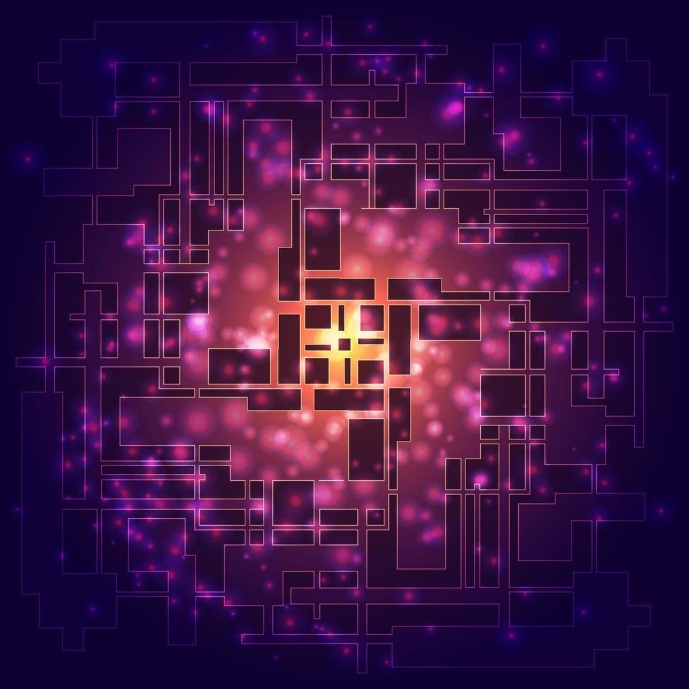 abstracte geometrische achtergrond met grafische visualisatie van data, innovatie, natuurkunde, ruimte, onderzoek. futuristische structuur van informatie, neuron, hersenverbindingen vector