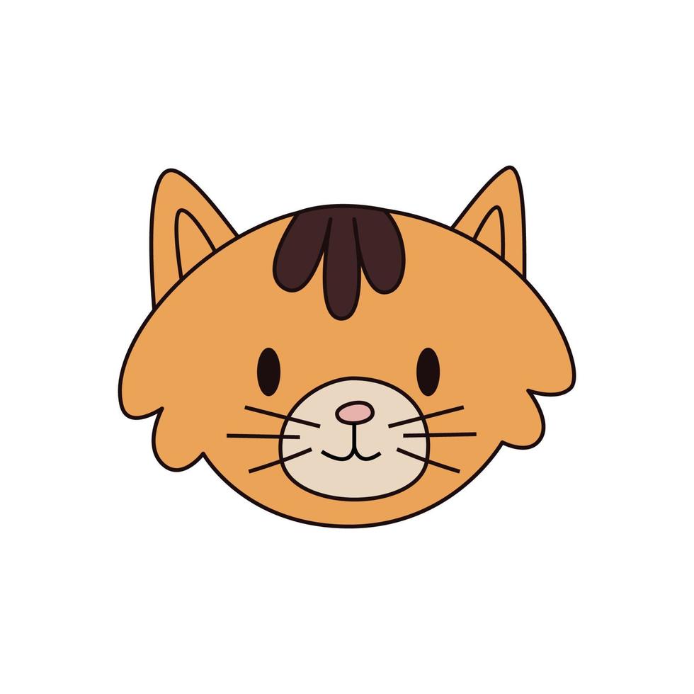 cartoon gember kat hoofd geïsoleerd. gekleurde vectorillustratie van het hoofd van een Cyperse kat met een overzicht op een witte achtergrond. schattige huisdier illustratie. vector