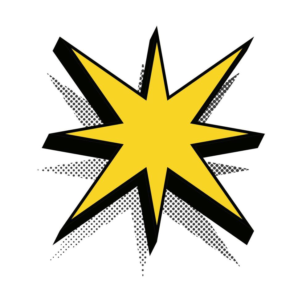 sticker retro gouden ster kleur halftoon schaduwstijl vector