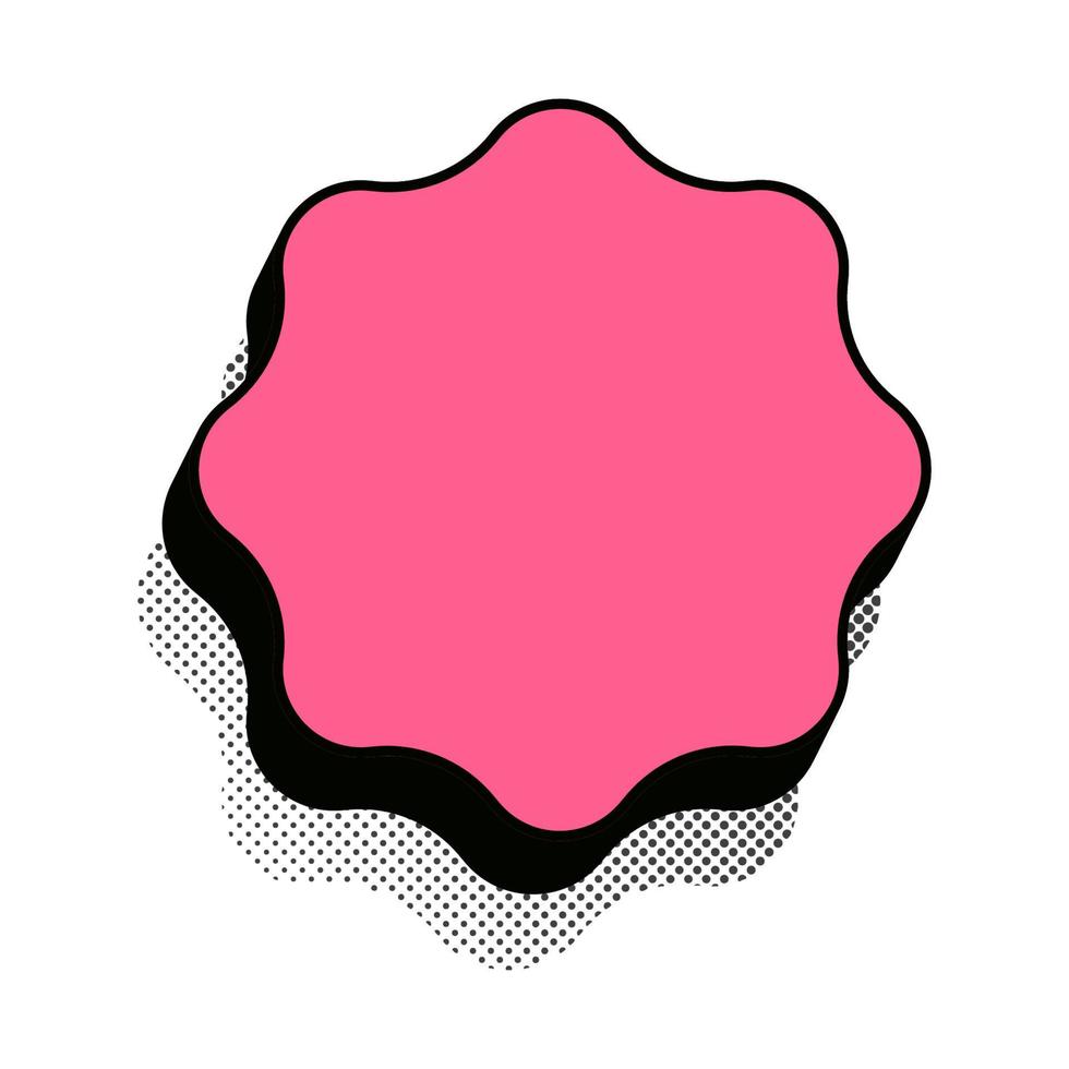 sticker retro stijl roze kleur halftoon schaduw vector