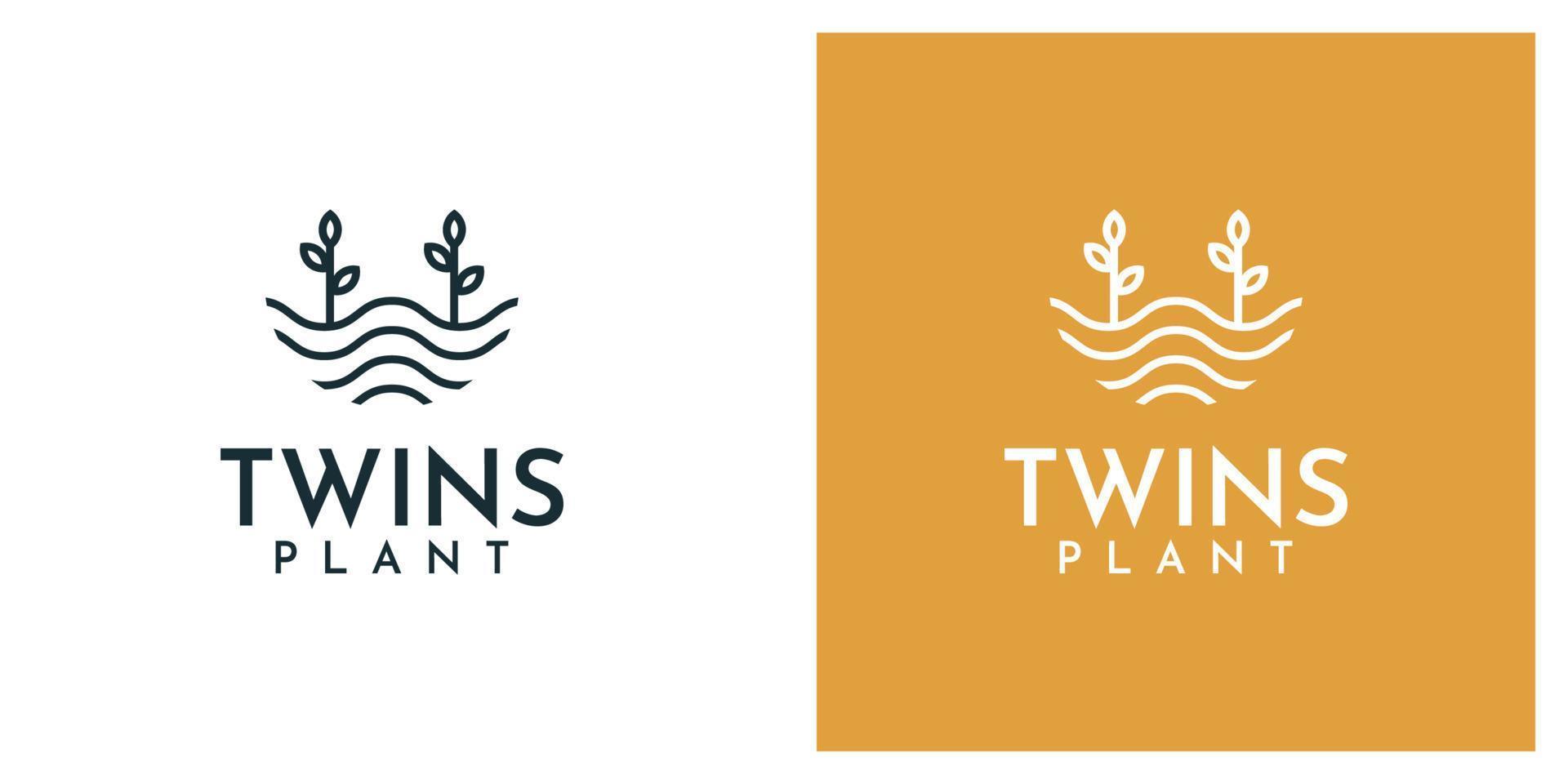 tweeling plant logo illustratie sjabloonontwerp vector